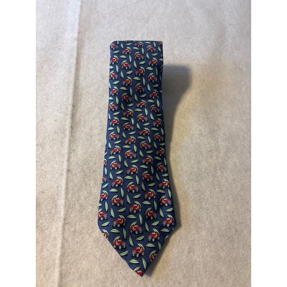 Vineyard Vines Necktie Mens OS Navy Excellent Red Jeep Surfboard Silk Tie 47